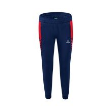 Erima Traingshose Six Wings Worker lang (100% Polyester, sportliche Passform) navyblau/rot Damen