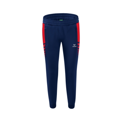 Erima Traingshose Six Wings Worker lang (100% Polyester, sportliche Passform) navyblau/rot Damen