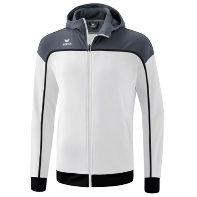 Erima Trainingsjacke Change mit Kapuze (rec. Polyester, strapazierfähig, mit Reißverschlusstaschen) weiss/grau Jungen