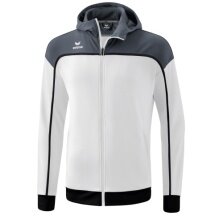 Erima Trainingsjacke Change mit Kapuze (rec. Polyester, strapazierfähig, mit Reißverschlusstaschen) weiss/grau Herren