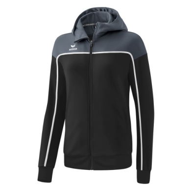 Erima Trainingsjacke Change mit Kapuze (strapazierfähig, mit Reißverschlusstaschen) schwarz/grau Damen