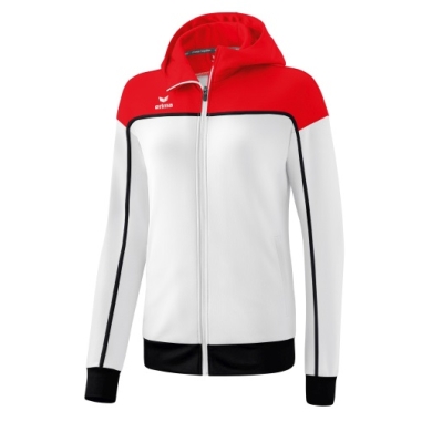 Erima Trainingsjacke Change mit Kapuze (strapazierfähig, mit Reißverschlusstaschen) weiss/rot Damen