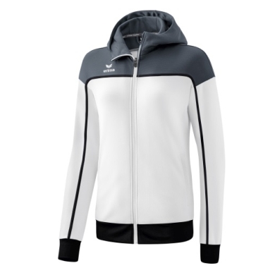 Erima Trainingsjacke Change mit Kapuze (strapazierfähig, mit Reißverschlusstaschen) weiss/grau Damen