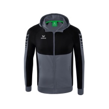 Erima Trainingsjacke Six Wings mit Kapuze (Baumwollmix, weich und bequem) grau/schwarz Jungen