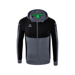 Erima Trainingsjacke Six Wings mit Kapuze (Baumwollmix, weich und bequem) grau/schwarz Herren