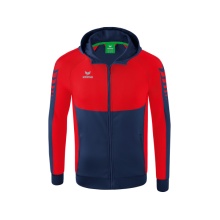 Erima Trainingsjacke Six Wings mit Kapuze (Baumwollmix, weich und bequem) navyblau/rot Herren