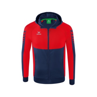 Erima Trainingsjacke Six Wings mit Kapuze (Baumwollmix, weich und bequem) navyblau/rot Herren