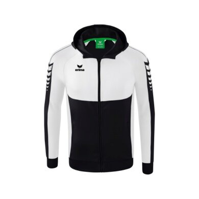 Erima Trainingsjacke Six Wings mit Kapuze (Baumwollmix, weich und bequem) schwarz/weiss Herren