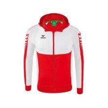 Erima Trainingsjacke Six Wings mit Kapuze (Baumwollmix, weich und bequem) rot/weiss Jungen