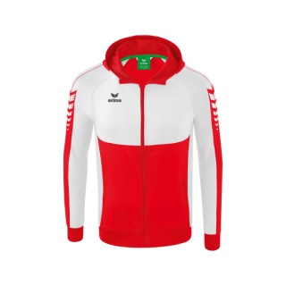 Erima Trainingsjacke Six Wings mit Kapuze (Baumwollmix, weich und bequem) rot/weiss Herren