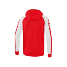 Erima Trainingsjacke Six Wings mit Kapuze (Baumwollmix, weich und bequem) rot/weiss Jungen