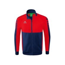 Erima Trainingsjacke Six Wings Worker (100% Polyester, Stehkragen, strapazierfähig) navyblau/rot Jungen