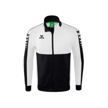 Erima Trainingsjacke Six Wings Worker (100% Polyester, Stehkragen, strapazierfähig) schwarz/weiss Jungen