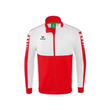 Erima Trainingsjacke Six Wings Worker (100% Polyester, Stehkragen, strapazierfähig) rot/weiss Jungen