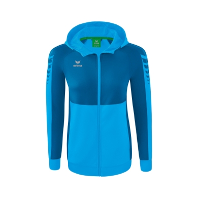 Erima Trainingsjacke Six Wings mit Kapuze (Baumwollmix, weich, bequem, taillierter Schnitt) curacaoblau Damen