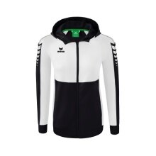 Erima Trainingsjacke Six Wings mit Kapuze (Baumwollmix, weich, bequem, taillierter Schnitt) schwarz/weiss Damen