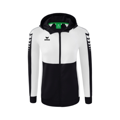 Erima Trainingsjacke Six Wings mit Kapuze (Baumwollmix, weich, bequem, taillierter Schnitt) schwarz/weiss Damen