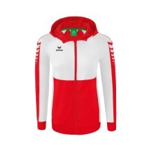 Erima Trainingsjacke Six Wings mit Kapuze (Baumwollmix, weich, bequem, taillierter Schnitt) rot/weiss Damen