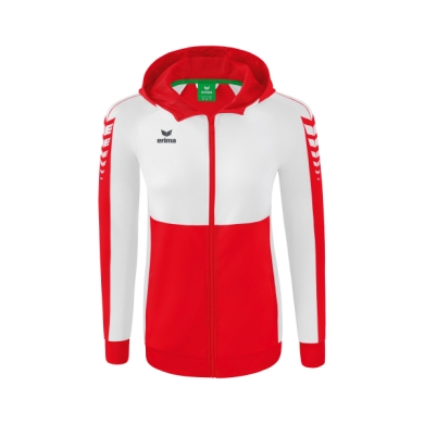 Erima Trainingsjacke Six Wings mit Kapuze (Baumwollmix, weich, bequem, taillierter Schnitt) rot/weiss Damen