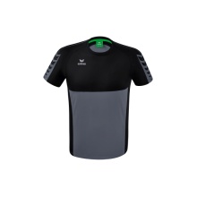 Erima Sport-Tshirt Six Wings (100% Polyester, schnelltrocknend, angenehmes Tragegefühl) grau/schwarz Jungen