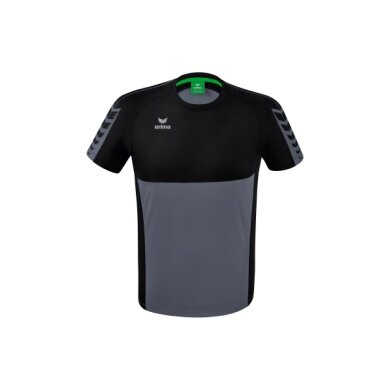 Erima Sport-Tshirt Six Wings (100% Polyester, schnelltrocknend, angenehmes Tragegefühl) grau/schwarz Herren