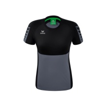 Erima Sport-Shirt Six Wings (100% Polyester, taillierter Schnitt, schnelltrocknend) grau/schwarz Damen