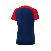 Erima Sport-Shirt Six Wings (100% Polyester, taillierter Schnitt, schnelltrocknend) navyblau/rot Damen