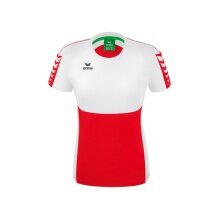 Erima Sport-Shirt Six Wings (100% Polyester, taillierter Schnitt, schnelltrocknend) rot/weiss Damen