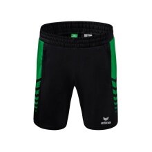 Erima Sport-Hose Six Wings Worker Shorts kurz (100% Polyester, ohne Innenslip, bequem) schwarz/smaragdgrün Jungen