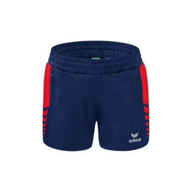 Erima Sporthose Short Six Wings Worker (100% Polyester) kurz navyblau/rot Damen