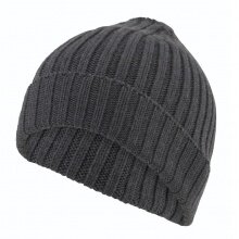 Falke Strickmütze (Beanie) Hat Unisex - Merinowolle, Rippenstruktur, Umschlag - anthrazitgrau - 1 Stück