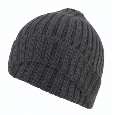 Falke Strickmütze (Beanie) Hat Unisex - Merinowolle, Rippenstruktur, Umschlag - anthrazitgrau - 1 Stück