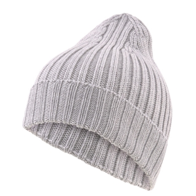 Falke Strickmütze (Beanie) Hat Unisex - Merinowolle, Rippenstruktur, Umschlag - hellgrau - 1 Stück