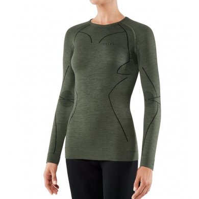 Falke Langarmshirt Wool Tech (Merinowolle) Unterwäsche olivegrün Damen