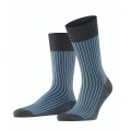 Falke Tagessocke Crew Oxford Stripe (Business-Strumpf mit Jacquard-Muster) anthrazit/blau Herren - 1 Paar