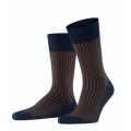 Falke Tagessocke Crew Oxford Stripe (Business-Strumpf mit Jacquard-Muster) dunkelblau/braun Herren - 1 Paar