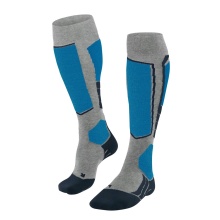 Falke Skisocke SK2 Intermediate Vegan Skiing Kniestrümpfe (optimale Passform) hellgrau/blau Herren - 1 Paar