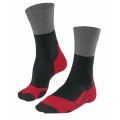 Falke Trekkingsocke TK2 (Merinowolle, für leichtes Gelände) schwarz/grau/rot Herren - 1 Paar