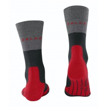 Falke Trekkingsocke TK2 (Merinowolle, für leichtes Gelände) schwarz/grau/rot Herren - 1 Paar