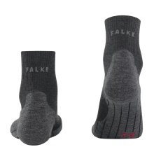 Falke Trekkingsocke TK5 Wander Wool (hoher Tragekomfort) Kurzsocken asphaltgrau Herren - 1 Paar