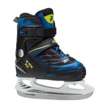 FILA Freizeitschlittschuhe X-One Ice - verstellbar - Edelstahl Kufe 53-55HRC mit 3 mm Stärke schwarz/blau Kinder