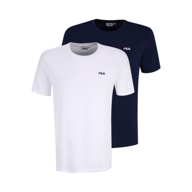 Fila Freizeit-Shirt Brod Tee (Baumwolle) weiss/dunkelblau Herren - 2er Pack