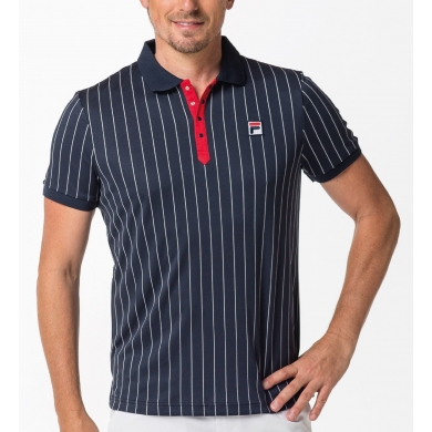 Fila Tennis-Polo Stripes (100% Polyester) peacoatblau/weiss/rot Herren