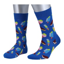 Happy Socks Tagessocke Crew Eiscream blau Geschenkbox - 1 Paar