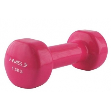 HMS Fitness 17023 Kurzhantel aus Gusseisen mit Vinylbeschichtung 1,5kg pink - 1 Stück