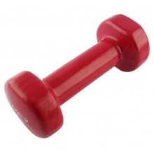 HMS Fitness 17023 Kurzhantel aus Gusseisen mit Vinylbeschichtung 2kg rot- 1 Stück