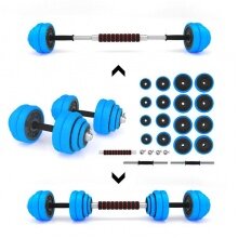 HMS Fitness Kurzhantel-Langhantelset SGG30 Bar mit Gummibedeckung - Set 30kg