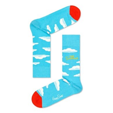 Happy Socks Tagessocke Crew The Simpsons Clouds (Wolken, Bio-Baumwolle) blau - 1 Paar