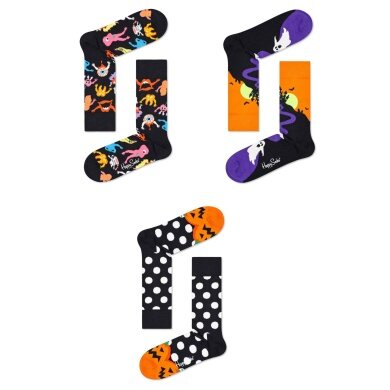 Happy Socks Tagessocke Crew Halloween Geschenkbox schwarz - 3 Paar