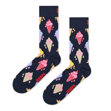 Happy Socks Tagessocke Crew Ice Cream (grosse Eistüte) navyblau - 1 Paar